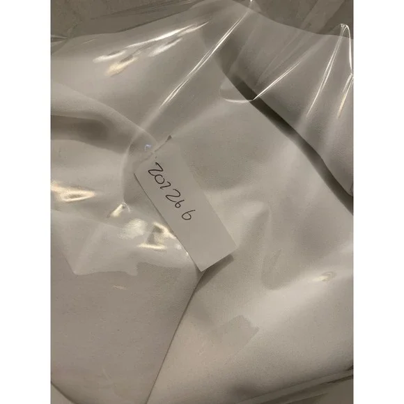 Zara Basic White Mock Neck Blouse Pearl Button Shoulder Long Sleeve Small - Picture 7 of 7